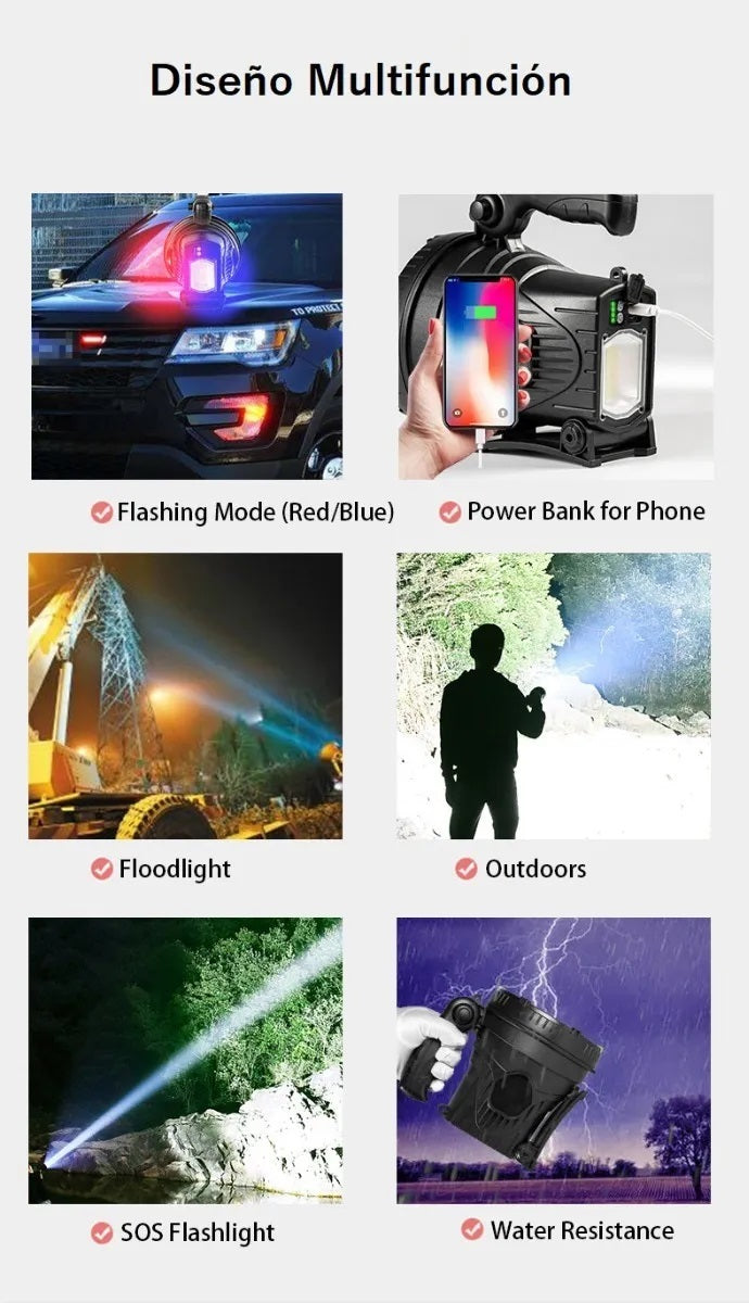 Foco Faro Linterna Mulita+ Agarre+ Soporte+ Powerbank 1800lm Color de la luz LED
