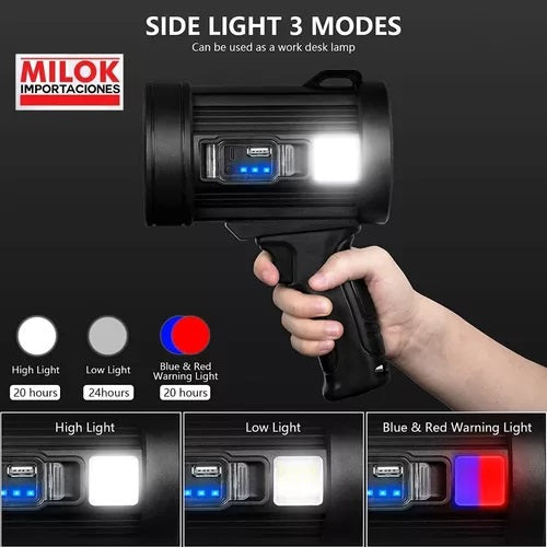 Foco Luz Led Recargable Panel Solar Filtros Linterna Milok