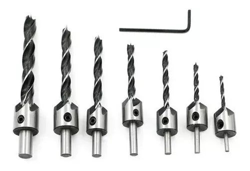 Set Juego Mechas Con Avellanador Fresadora X 7