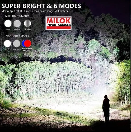 Foco Luz Led Recargable Panel Solar Filtros Linterna Milok
