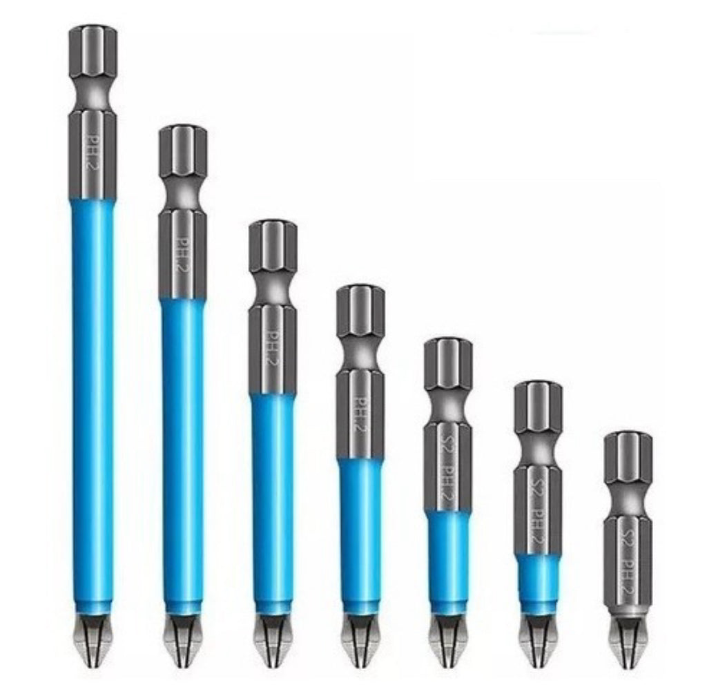 Set de 7 puntas Phillips largas magnéticas taladro  