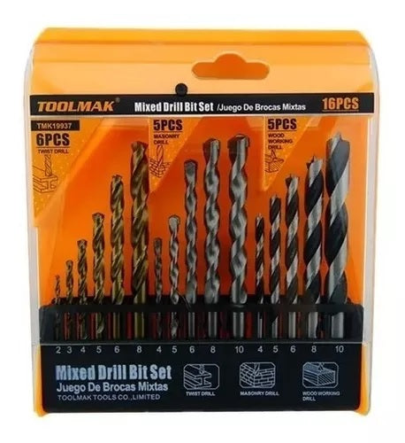 Mechas Taladro Metal/madera/concreto 16pcs Toolmak