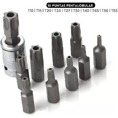 Juego Dados Torx Estrella Hembra Macho 34 Piezas 3/8