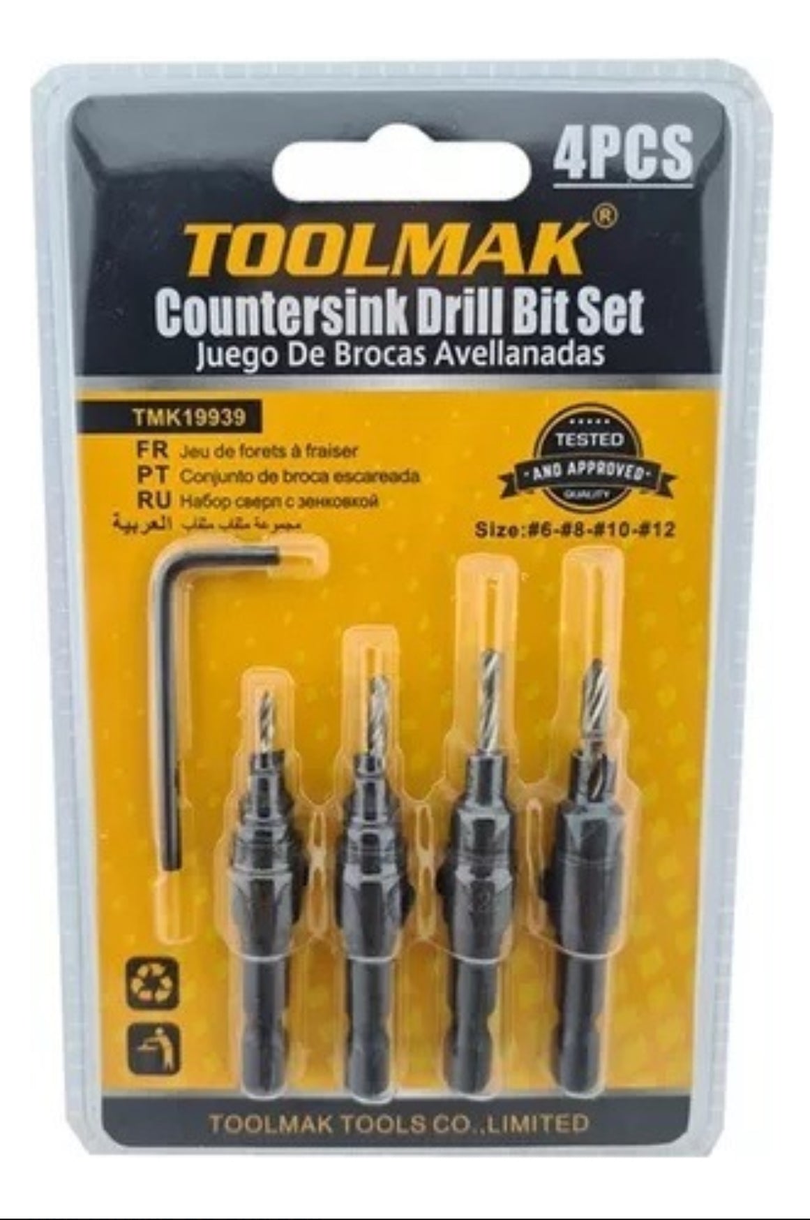 Broca avellanadora madera plástico PVC taladro 4 piezas 
