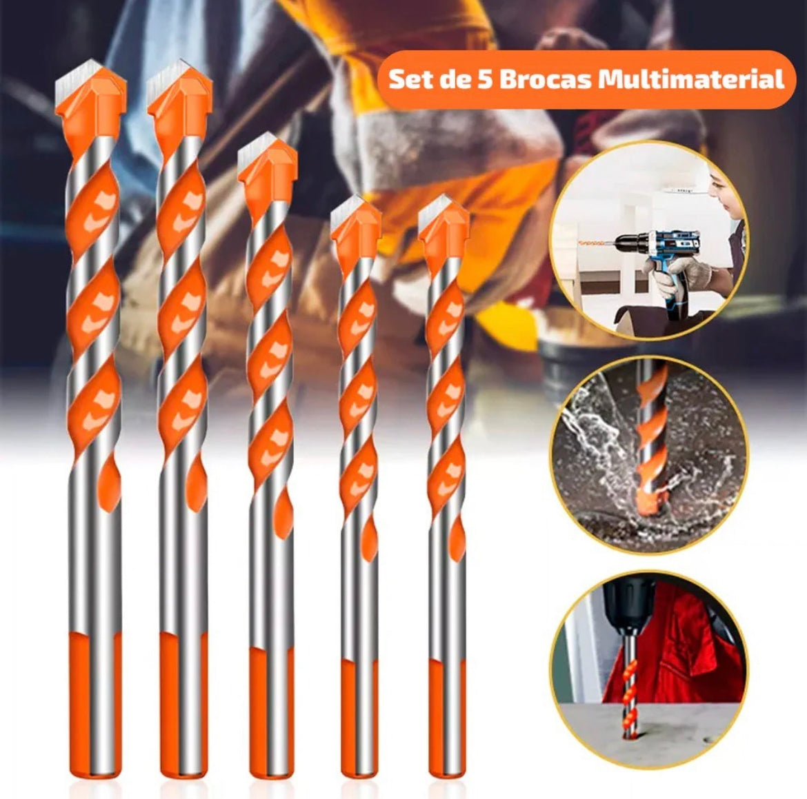 Juego 5 Brocas De Perforación Múltiple Multimaterial Milok