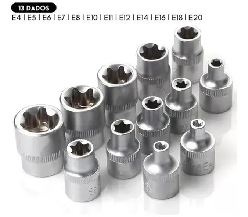 Juego Dados Torx Estrella Hembra Macho 34 Piezas 3/8