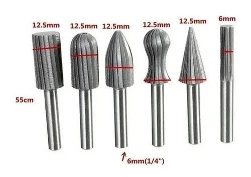 Fresas Tungsteno X 6 Metal, Madera, Aluminio, Piedra