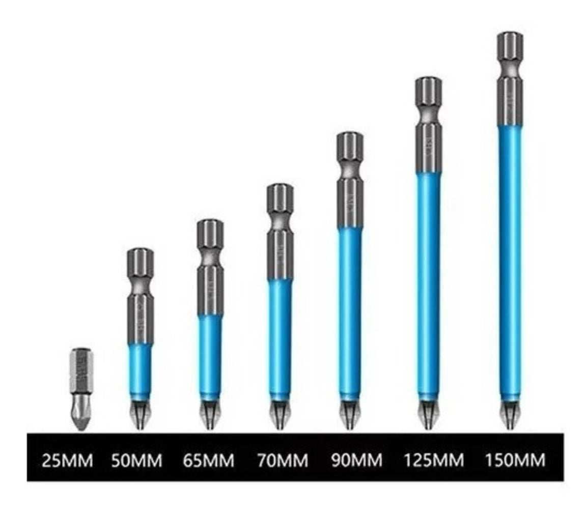 Set de 7 puntas Phillips largas magnéticas taladro  