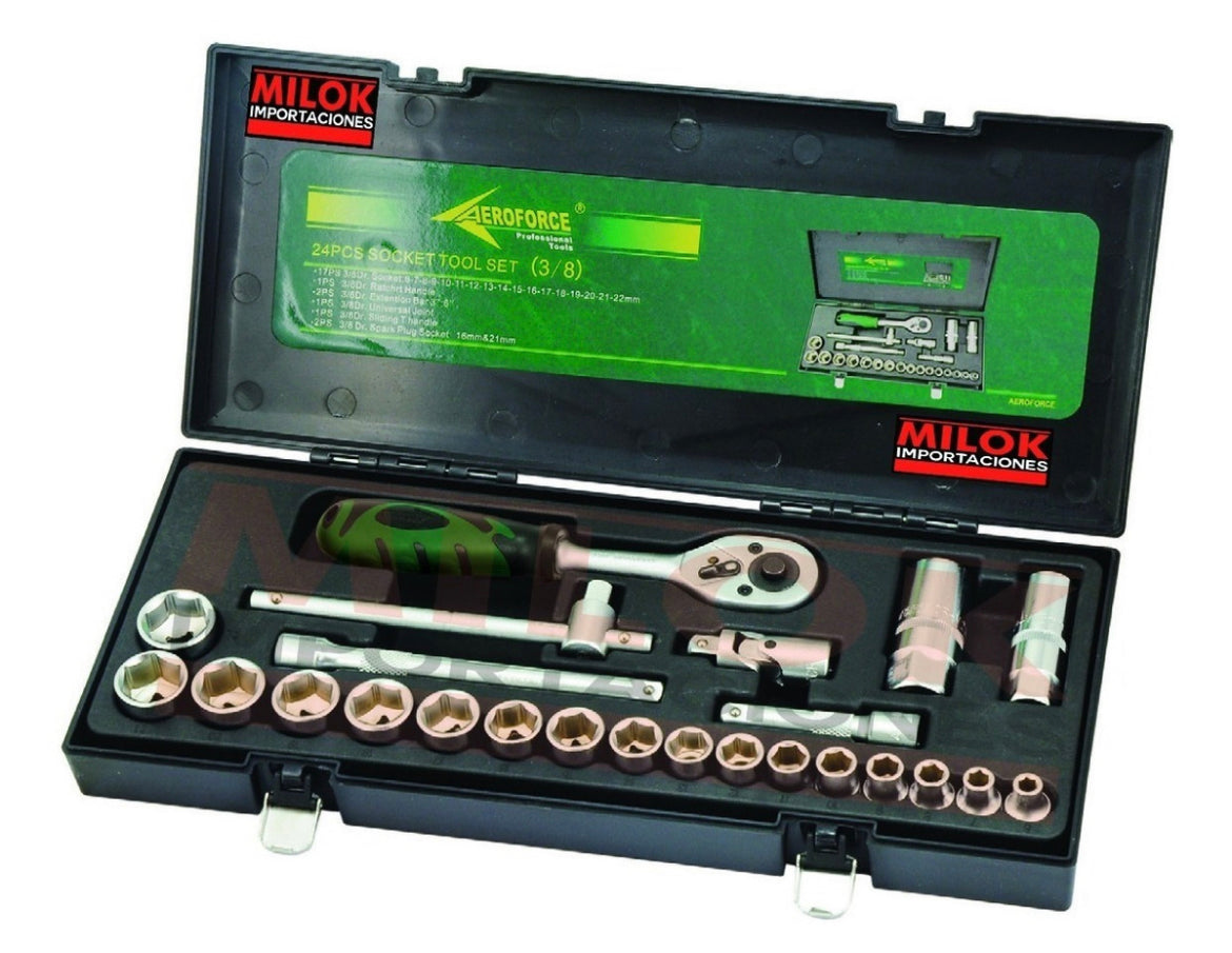 Juego De Tubos Industrial Milok 3/8” 21 Piezas 