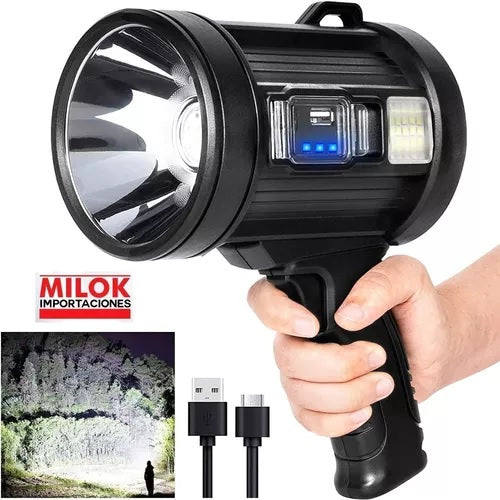Foco Luz Led Recargable Panel Solar Filtros Linterna Milok