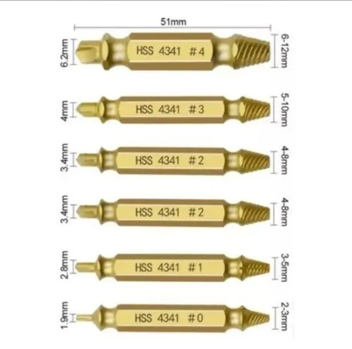 Juego De 6 Brocas Para Extraer Tornillos En Estuche Milok