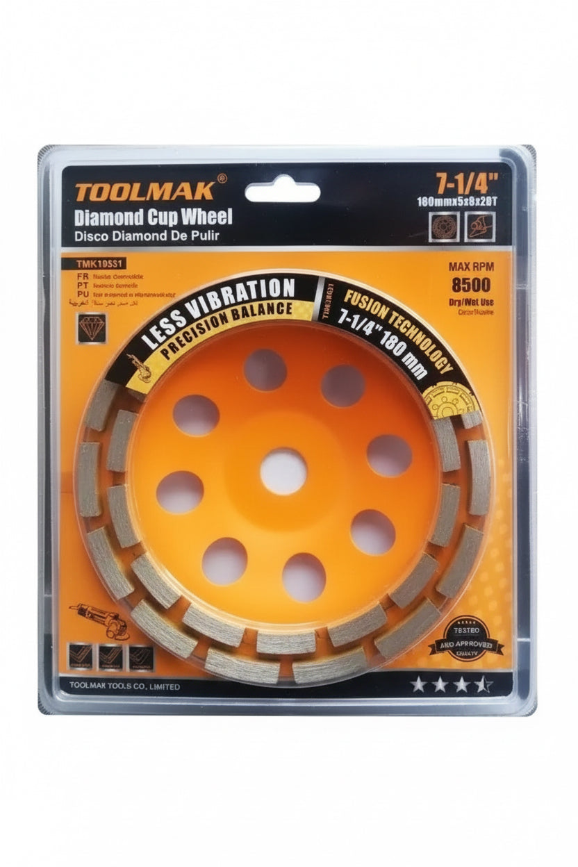 Disco Diamantado Copa 7 1/4'' (180mm) Doble Segmento Milok