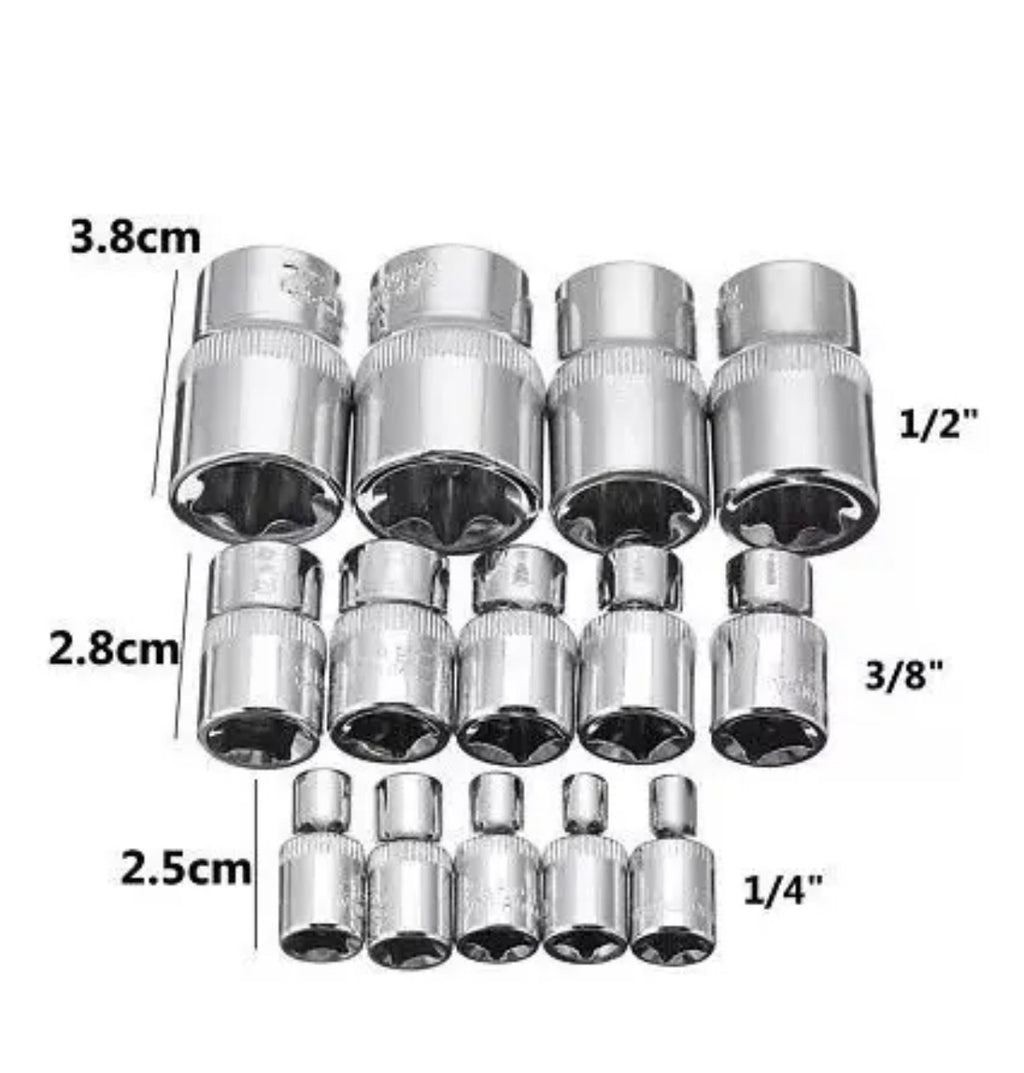 Juego Dados Torx Hembra 1/4 3/8 1/2 E4 Al E24  Milok Pro